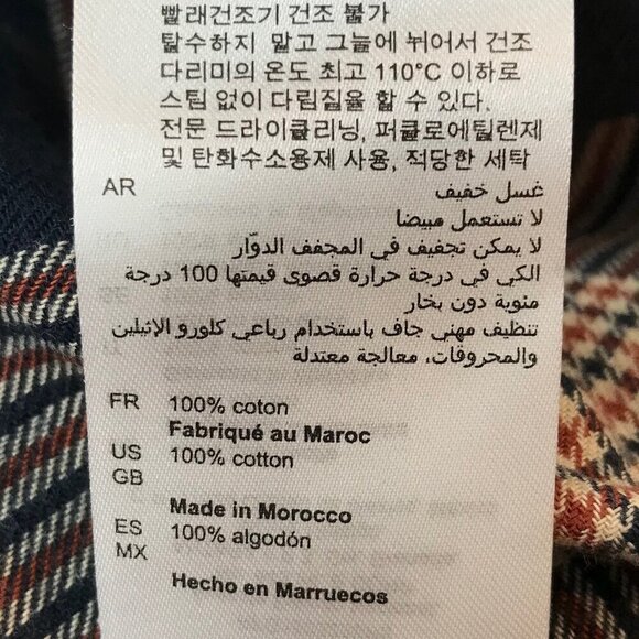 Sandro Paris Men's Plaid 100% Cotton Button Down Shirt Size XS - Picture 7 of 7